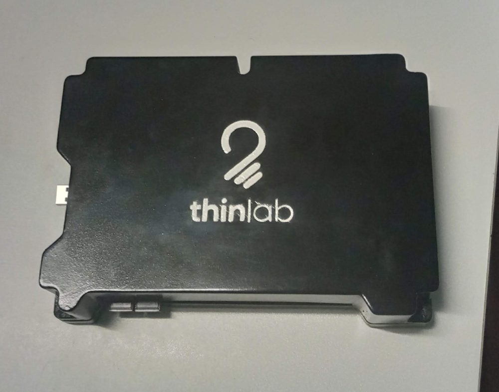 Top view of the ChungaBox enclosure with the Thinlab logo.